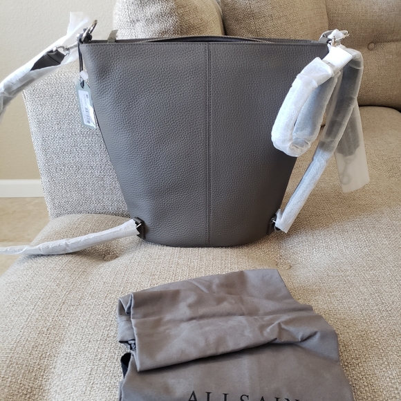 AllSaints Fetch Mink Grey Backpack NEW - Picture 11 of 16